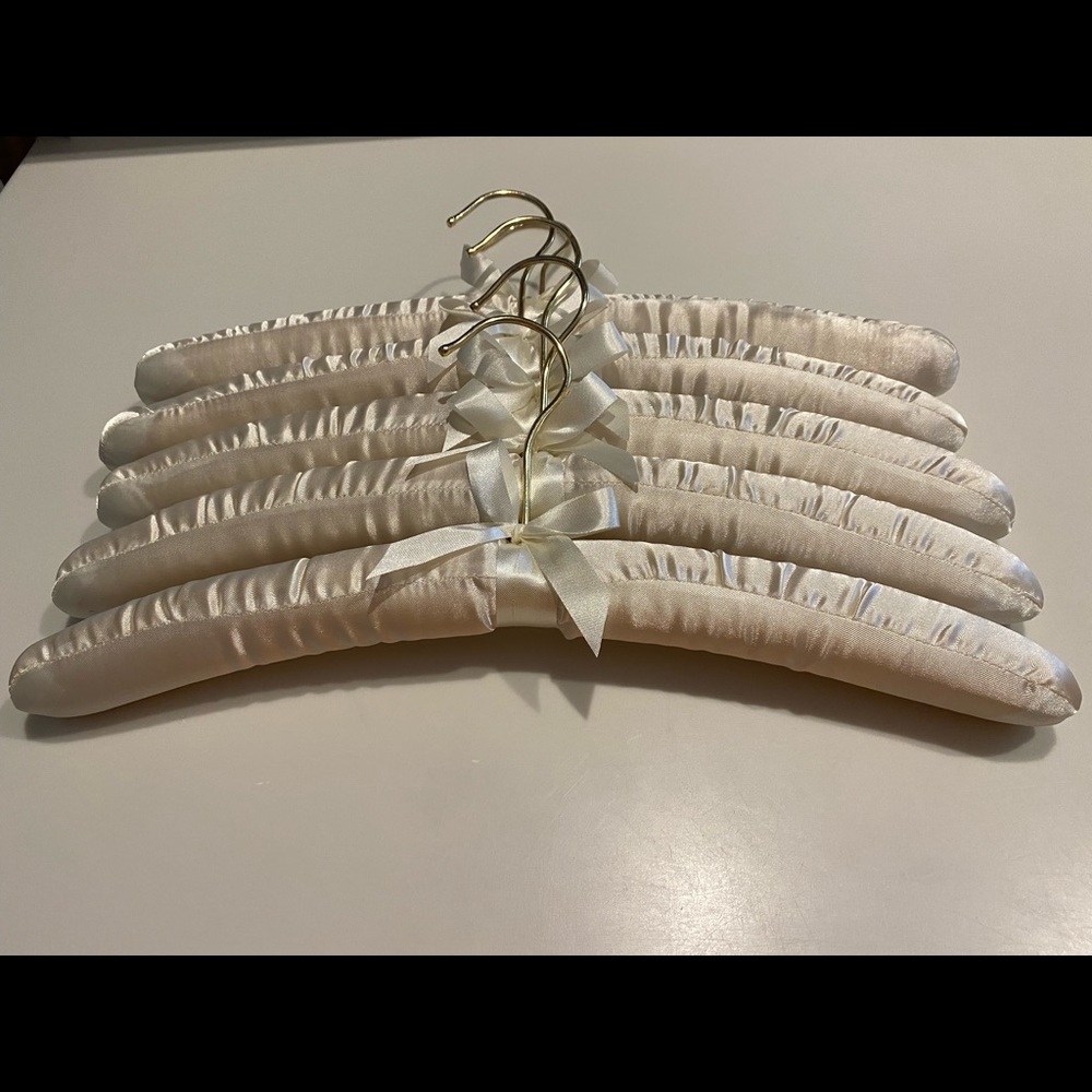 New Silk Padded Lingerie Hangers - White - Qty 5